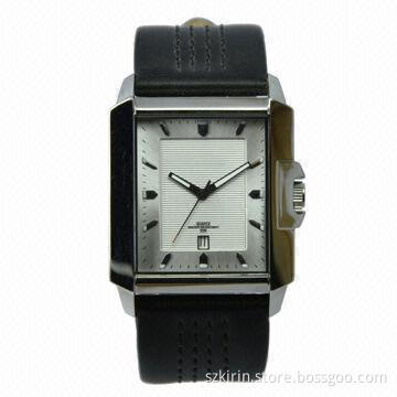Stainless steel case and back cover watch with Japan three-hand movement and PU leather strap